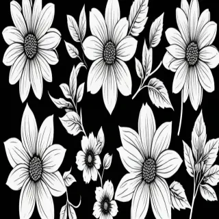 flower clip art black and white