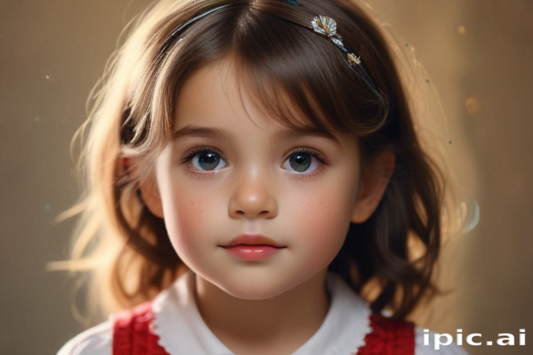 A Captivating Portrait of a Young Girl with Sparkling Eyes and Soft Hair