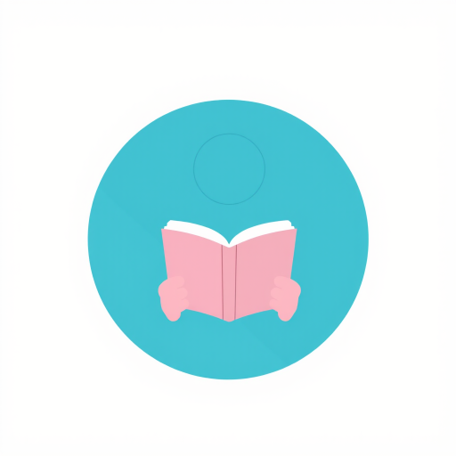 Create a minimalist icon of a person reading a book, using a flat design style, shot with a 50mm lens at f/2.8, ISO 100, and in a well-lit environment for enhanced clarity and contrast.