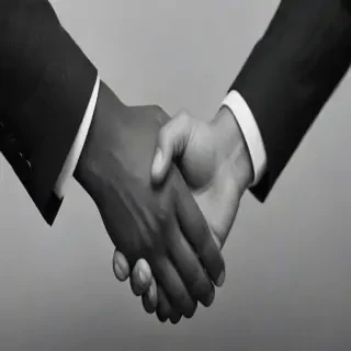 handshake black and white