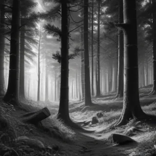 forest clipart black and white