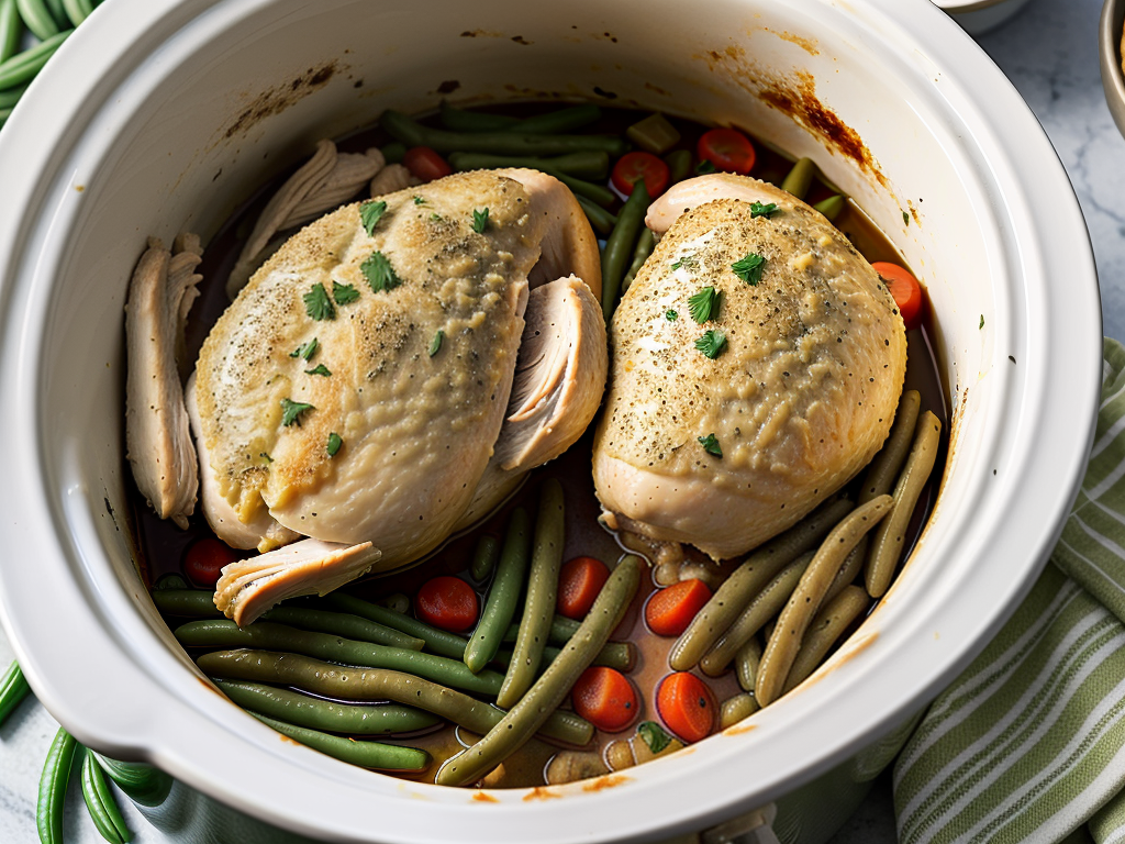 crockpot chicken with stuffing and green beans