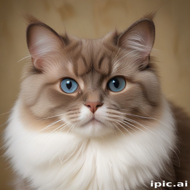 A Majestic Cat with Striking Blue Eyes and Fluffy Fur