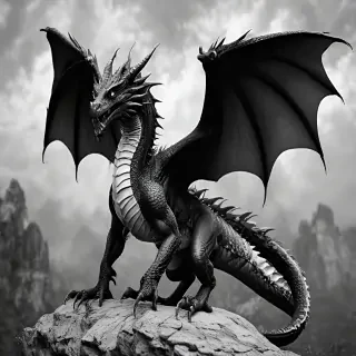 dragon black and white
