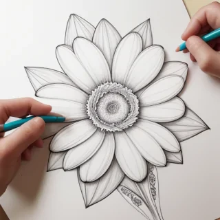 flower drawings with color