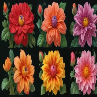 colored drawings of flowers