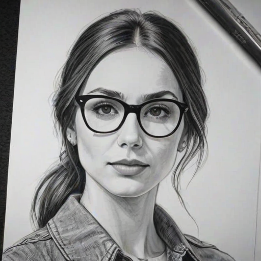 Captivating Troian Bellisario, pencil sketch, portrait of Wonderful woman 1967s in glasses, hair style beatnik, outline, clear lines, fine lines, 8k