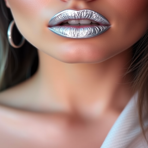 Chic "Platinum Frost" lip style features a cool-toned silver base with a frosted finish, creating a sleek, futuristic look that's both edgy and sophisticated