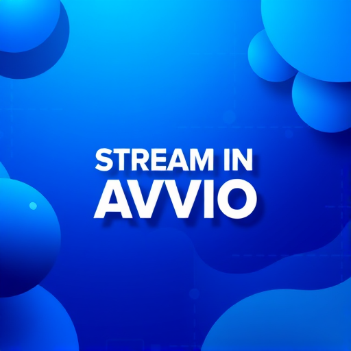 Create a vibrant digital graphic featuring the text "STREAM IN AVVIO" in bold, 3D white letters centered on a gradient blue background with dynamic abstract shapes, using a high-resolution digital art style, shot in a wide-angle view to enhance depth, employing a Canon EOS R5 with an aperture of f/8 for sharp detail and a shutter speed of 1/250s for crisp clarity.