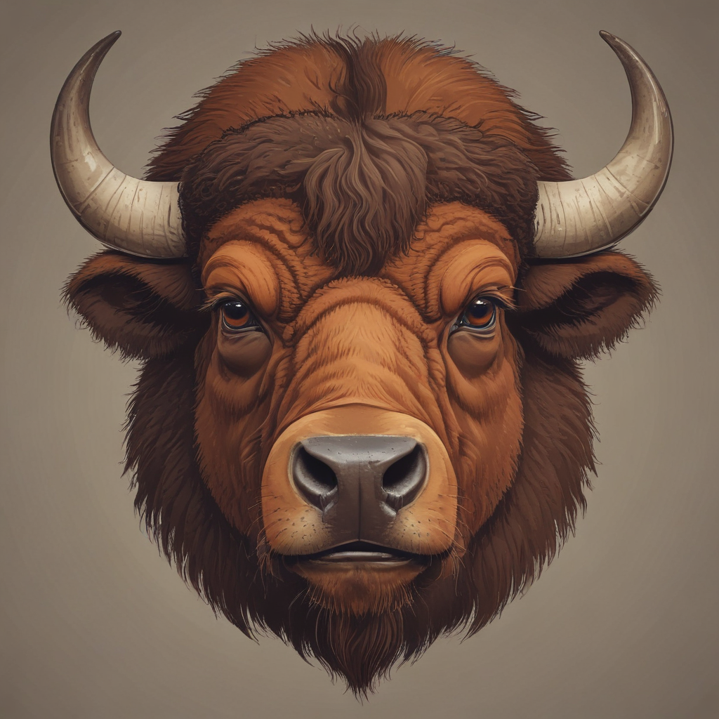 a cartoon vector of the head of a bison
