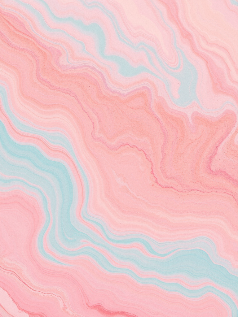 Create a high-resolution abstract marble texture image featuring soft pastel colors in swirls of pink, peach, and turquoise with smooth gradients and a soft-focus effect using a DSLR camera at f/8, ISO 100, 50mm lens, captured from a top-down perspective.