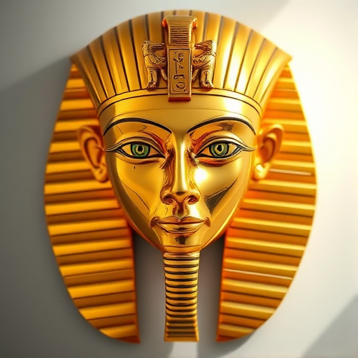 Create a highly detailed digital illustration of a golden pharaoh's mask with intricate hieroglyphics, captured in 4K resolution using a Canon EOS R5 with a 50mm f/1.2 lens, aperture set at f/8, ISO 100, in a bright studio lighting environment, top-down view for enhanced clarity and depth.