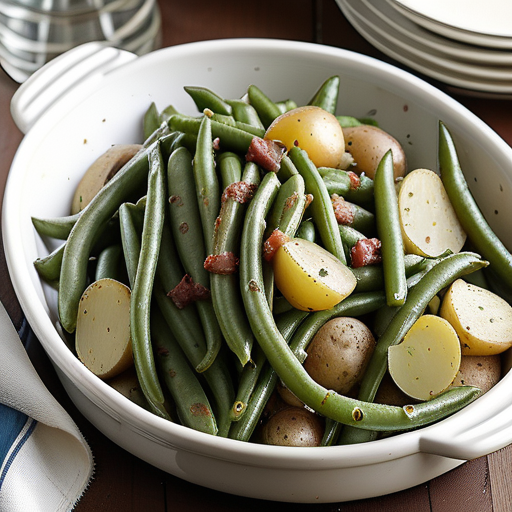 smothered green beans and potatoes