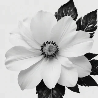black and white flower png