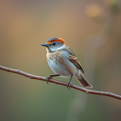 Capture a close-up of a small bird perched on a branch, using a DSLR camera with a 200mm lens, aperture set to f/4 for a shallow depth of field, ISO 200 for natural light, and a shutter speed of 1/500s to freeze the motion, with a soft focus background to emphasize the bird.