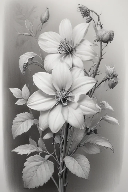 pencil drawing flowers
