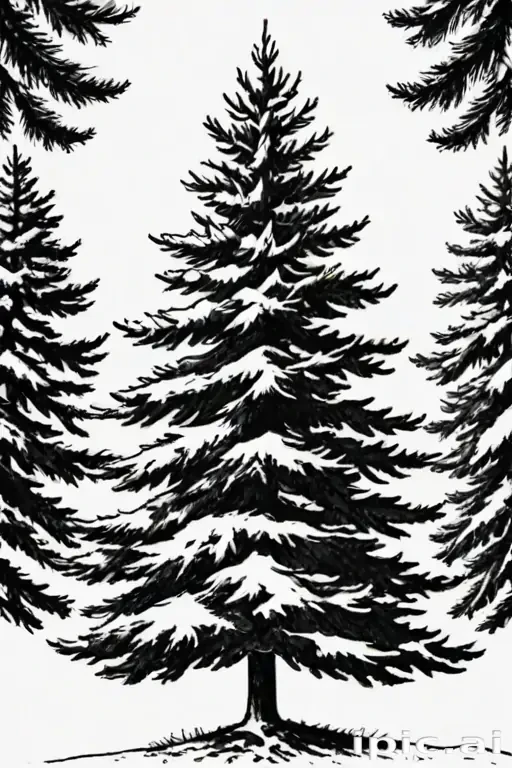 pine tree clipart black and white