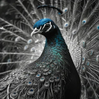 peacock black and white