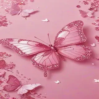 glitter pink butterfly wallpaper