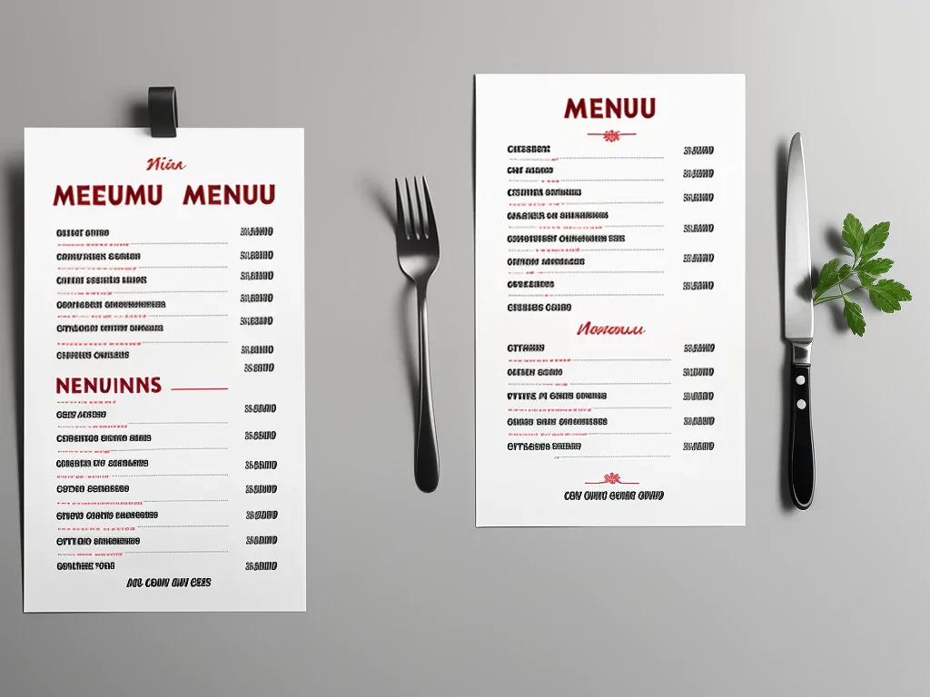 menu mock up