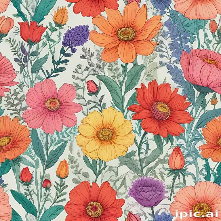 color drawing flowers