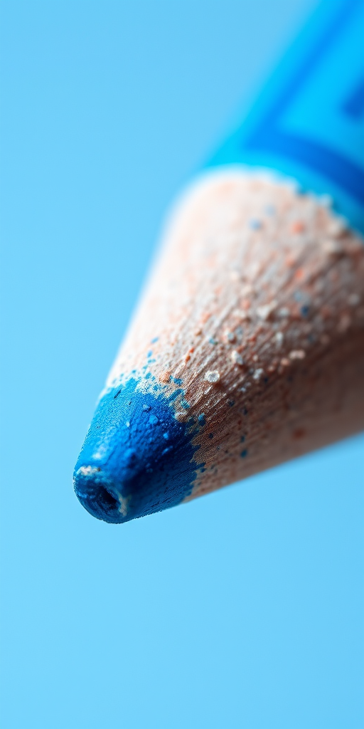Create a high-resolution digital illustration of a blue crayon with vibrant colors and sharp details, using a Canon EOS 5D Mark IV, f/2.8 aperture, ISO 100, and a macro lens for an intricate close-up view.