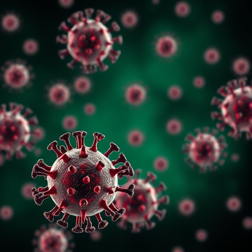 highly detailed 3D rendering of virus particles floating in space, dark green background with soft lighting, macro lens effect, aperture f/2.8, ISO 100, 50mm lens, portrait orientation, high dynamic range imaging