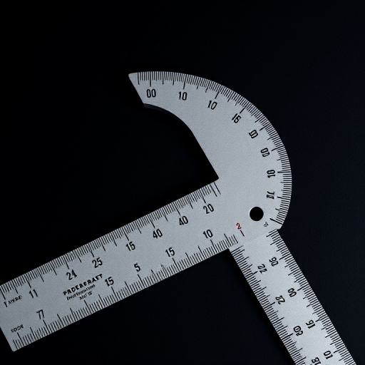 Create a high-resolution image of a protractor with a ruler, using a DSLR camera, aperture f/2.8, ISO 100, 50mm lens, top-down view, natural lighting.