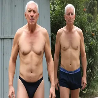 shirtless old men