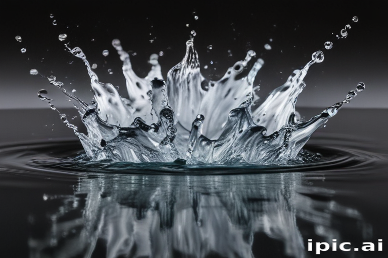 “Dynamic Splash of Water Creating Ripples in a Dark Background”