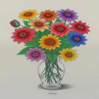colored flowers drawing