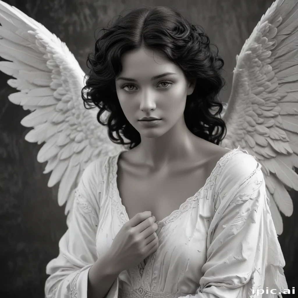 black and white angel