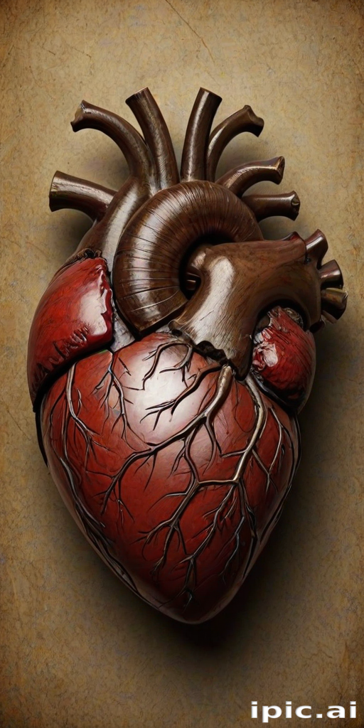 Intricate Artistic Representation of a Human Heart with Unique Features