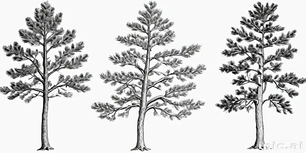 black and white pine tree clip art