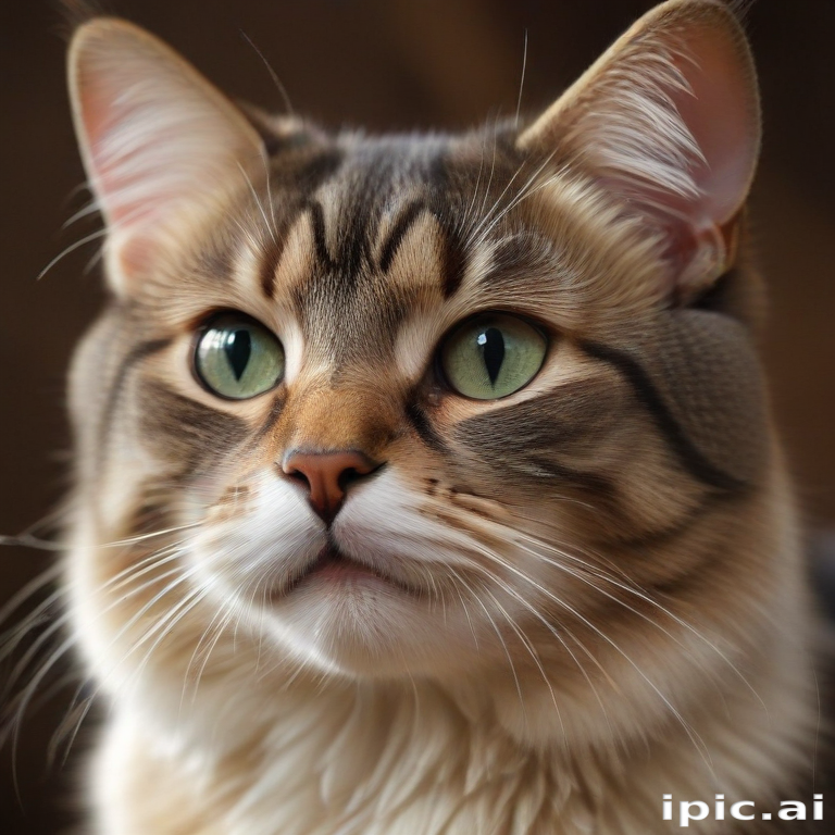 Close-Up Portrait of a Majestic Cat with Striking Green Eyes