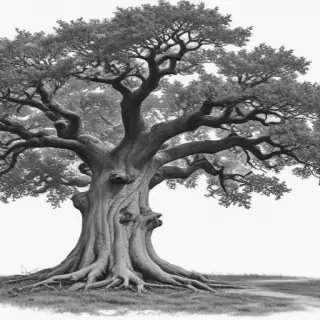 oak tree clipart black and white