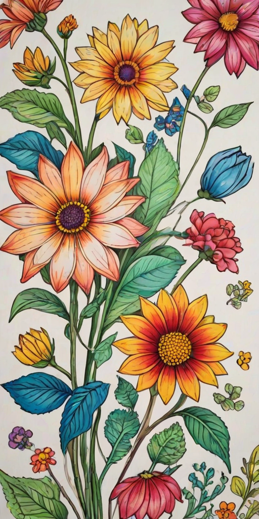 colourful flower drawing