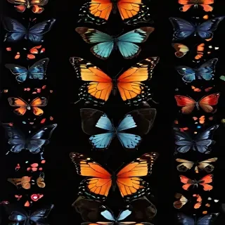 butterflies in black background