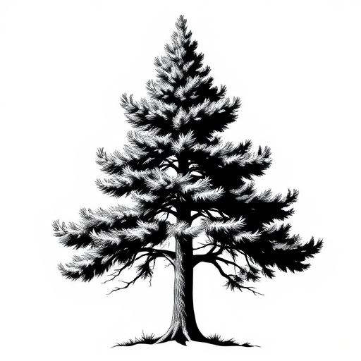 black and white pine tree clipart