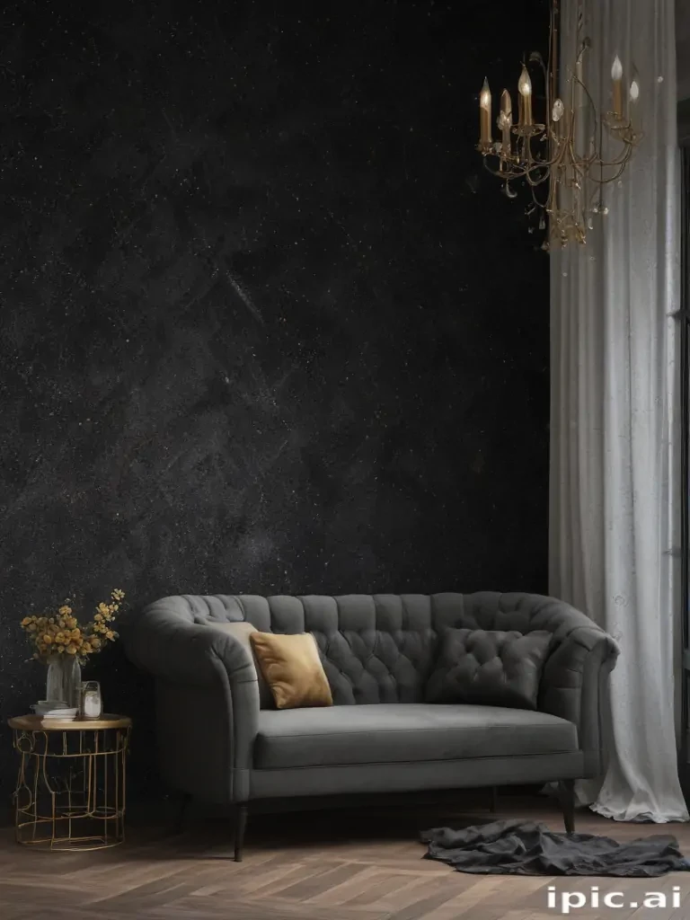 Elegant Living Room Interior Featuring a Stylish Sofa and Chandelier Decor.