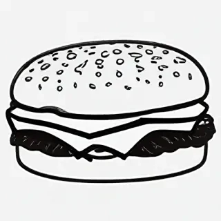 hamburger clipart black and white