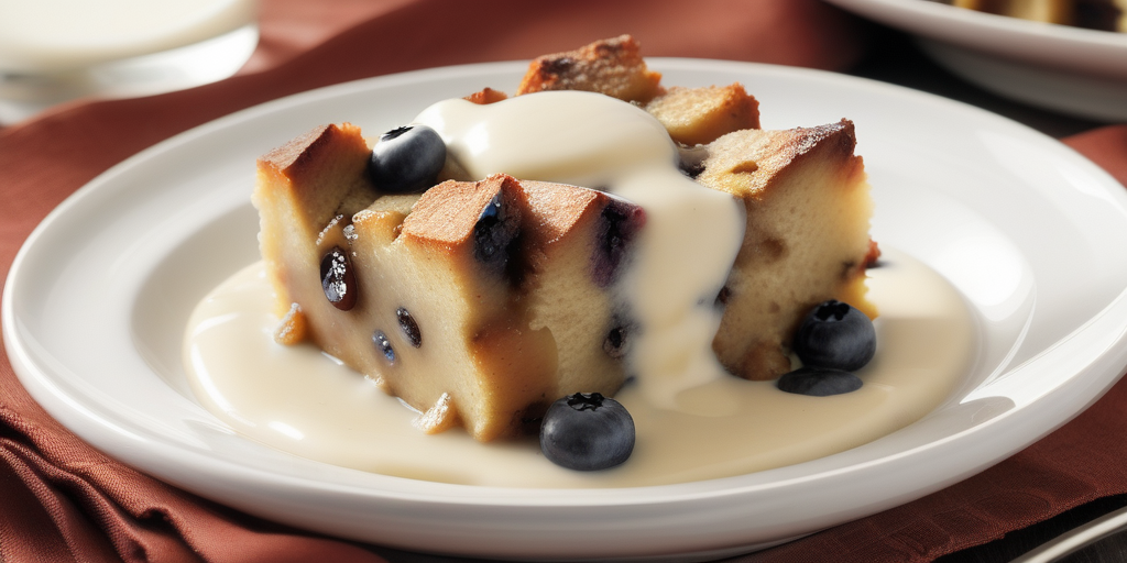 bread pudding with vanilla sauce