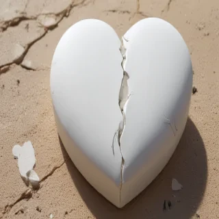 white broken heart