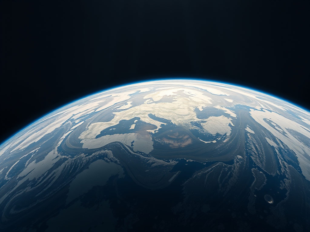 Regenerate an image of Earth from space showcasing a detailed view of the curvature, captured with a wide-angle lens at 24mm, f/8 aperture, ISO 100, in high dynamic range with astrophotography settings on a full-frame DSLR camera.