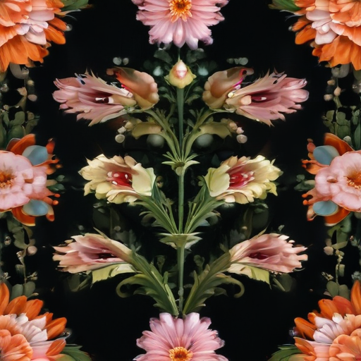 Vibrant Floral Pattern Featuring Colorful Blooms on a Dark Background