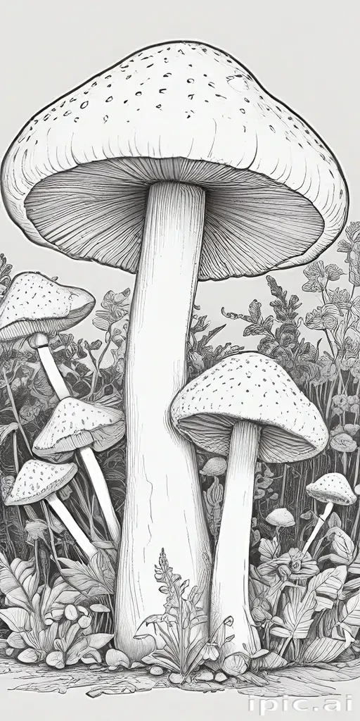 mushroom line art