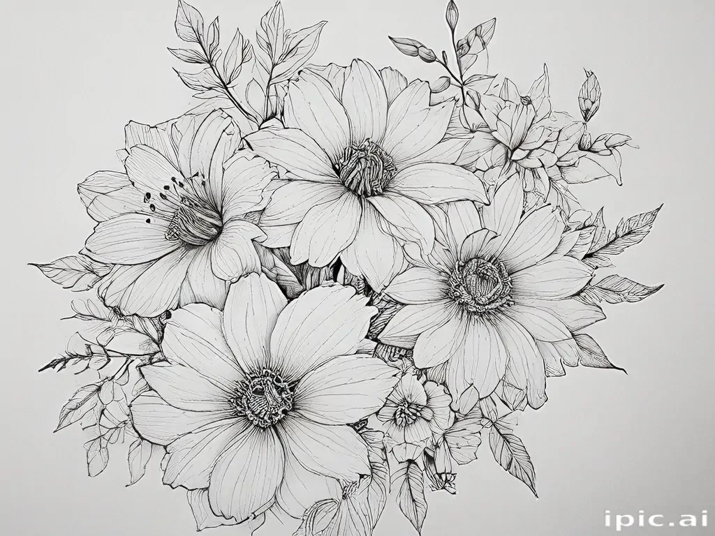 line work flowers