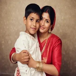mom and son indian