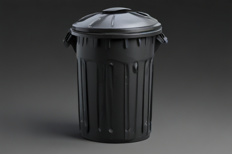 A Modern Black Trash Can with a Secure Lid for Waste Disposal.