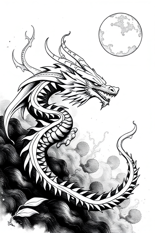 dragon black and white